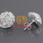 Silver Plated White Copper Rose Shaped Necklace & Earrings Set M.