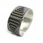 Sterling Silver Adjustable Handcrafted Geometric Design Flat Wide Cuff Bracelet
