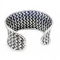 Wide Braided Silver Statement Boho Cuff Bracelet, Ethnic Weave Adjustable Bangle