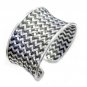 Wide Braided Silver Statement Boho Cuff Bracelet, Ethnic Weave Adjustable Bangle