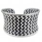 Wide Braided Silver Statement Boho Cuff Bracelet, Ethnic Weave Adjustable Bangle