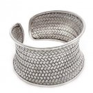 Wide Braided Sterling Silver Statement Boho Cuff Bracelet, Ethnic woven Bangle