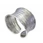 Wide Braided Sterling Silver Statement Boho Cuff Bracelet, Ethnic woven Bangle