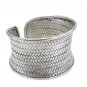 Wide Braided Sterling Silver Statement Boho Cuff Bracelet, Ethnic woven Bangle