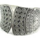 Sterling Silver Tribal Ethnic Boho Wide Statement Cuff Bracelet, Gypsy Bangle