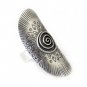 Sterling Silver Long Spiral Mandala Statement Long Ring Ethnic Tribal Gypsy Boho