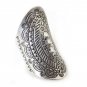 Sterling Silver Statement Long Ring&Acirc;&nbsp;Handmade Boho Ethnic Gypsy Armor Large ring