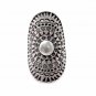 Sterling Silver Long Mandala Statement Long Ring, Sun Ethnic Tribal Gypsy Boho