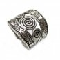 Sterling Silver Ring Boho Ethnic Tribal Hippie Rustic Engraved Spiral Adjustable
