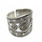 Sterling Silver Ring Boho Ethnic Tribal Hippie Rustic Engraved Spiral Adjustable