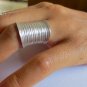 Boho Sterling Silver Cuff Ring, Handmade wide band statement ring oxidized lines