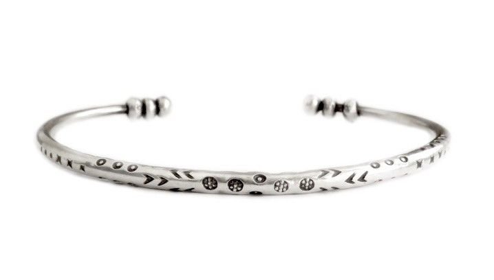 925 Sterling Silver adjustable Cuff bangle Ethnic Bracelet with beads handmade