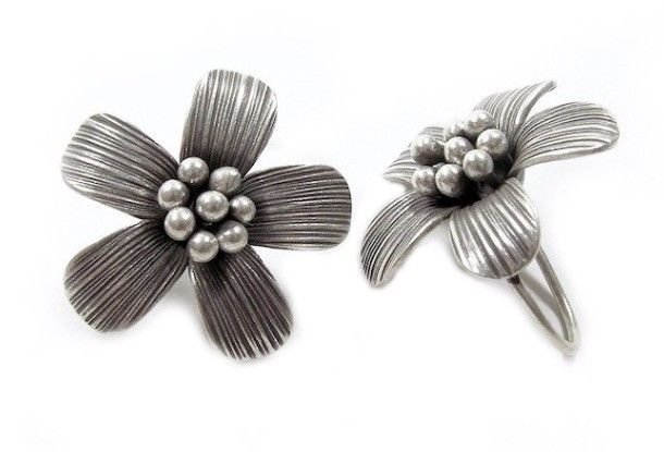 925 Sterling Silver dangle Handmade Flower Earrings Ethnic Vintage Hippie Gypsy&Acirc;&nbsp;