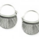 Sterling Silver Crescent Hoop Earrings, Ethnic Gypsy  Tribal Boho Half Moon 