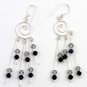 925 Sterling Silver long dangle Earrings Spiral Natural stones beads, Handmade
