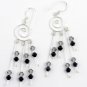 925 Sterling Silver long dangle Earrings Spiral Natural stones beads, Handmade