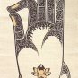 Wall Hanging Batik Tapestry Buddha Vitarka Mudra (Gyan) Hand gesture, Hemp