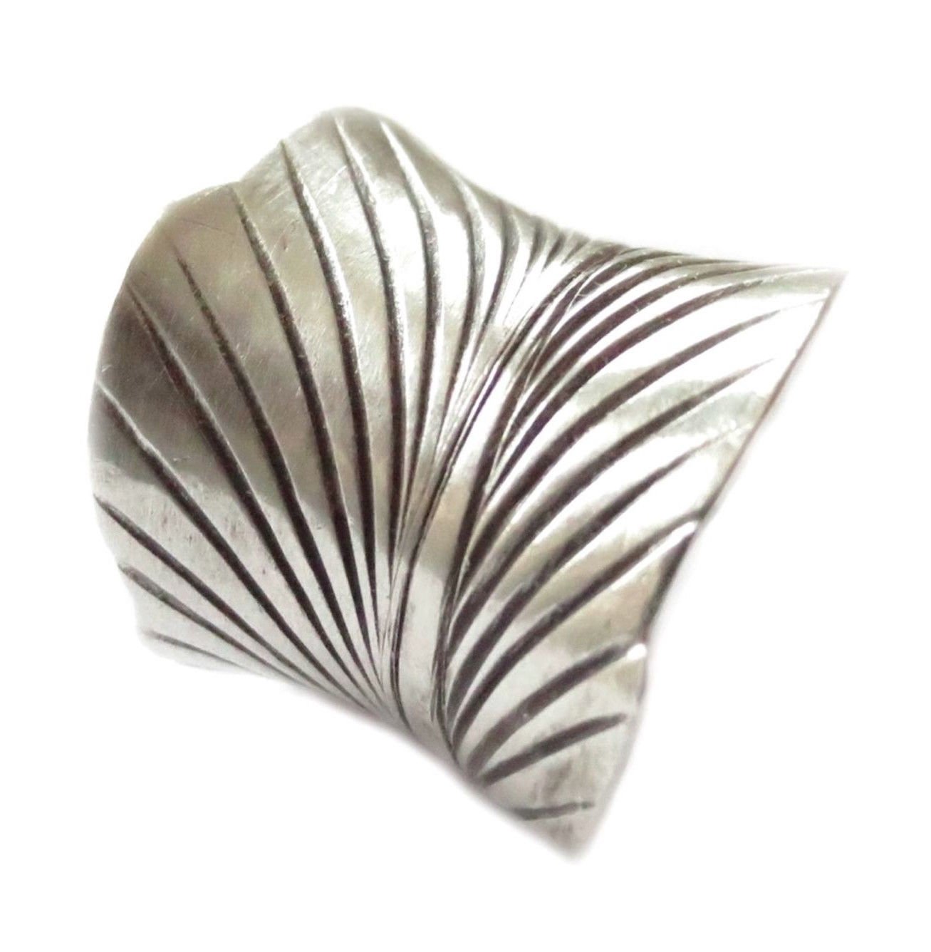 Sterling Silver Wide Band Wrap Ring Engraved Leaf Boho Hippie Gypsy Handmade