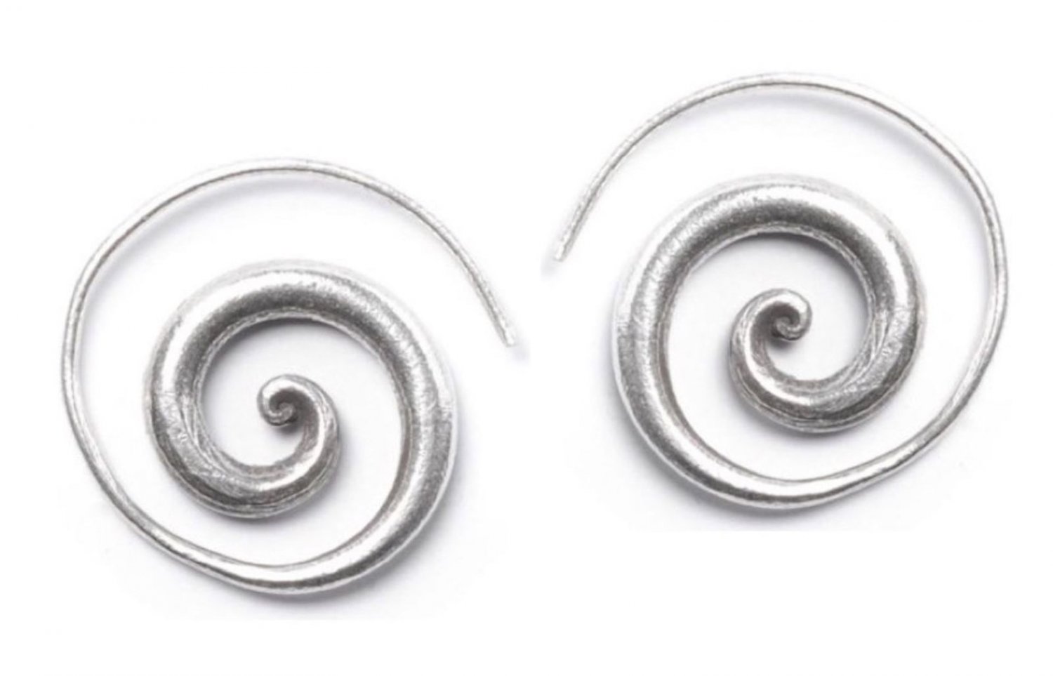 Sterling Silver Spiral Earrings, Thick chunky rustic swirl Ethnic tribal&Acirc;&nbsp;hoops