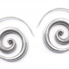 Sterling Silver Spiral Earrings, Thick chunky rustic swirl Ethnic tribal hoops