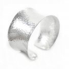 Sterling Silver Wide Cuff Bracelet bangle,Boho  Hammered Shiny Silver Handmade