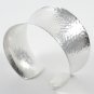 Sterling Silver Wide Cuff Bracelet bangle,Boho Hammered Shiny Silver Handmade