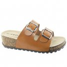 WOMEN'S ANNA STUDIO FLAT TAN SANDAL WITH BUCKLES-MULTIPLE SIZES 7, 8.5, & 9