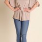 UMGEE PLUS SIZE COLD SHOULDER TOP WITH KEY HOLE BACK & TIE SLEEVES, XL, 1X, 2XL