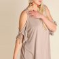 UMGEE PLUS SIZE COLD SHOULDER TOP WITH KEY HOLE BACK & TIE SLEEVES, XL, 1X, 2XL