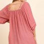 UMGEE PLUS SIZE RUFFLE SLEEVE PEASANT TOP CLOVER & MAUVE COLORS, XL, 1XL, 2XL