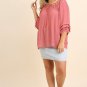 UMGEE PLUS SIZE RUFFLE SLEEVE PEASANT TOP CLOVER & MAUVE COLORS, XL, 1XL, 2XL