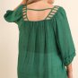 UMGEE PLUS SIZE RUFFLE SLEEVE PEASANT TOP CLOVER & MAUVE COLORS, XL, 1XL, 2XL