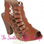 PEEP TOE CAGED BOOTIES BY FOREVER LINK, PEEP TOE SANDALS, BLACK & TAN COLORS