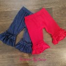 2 FOR $19.99 GIRL'S DOUBLE RUFFLE CAPRI, RED & DARK DENIM SIZE 2T, & 3T