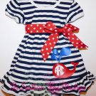 BOUTIQUE NAUTICAL NAVY & WHITE STRIPE TODDLER DRESS, SIZES 12 MO, 18 MO, & 2T