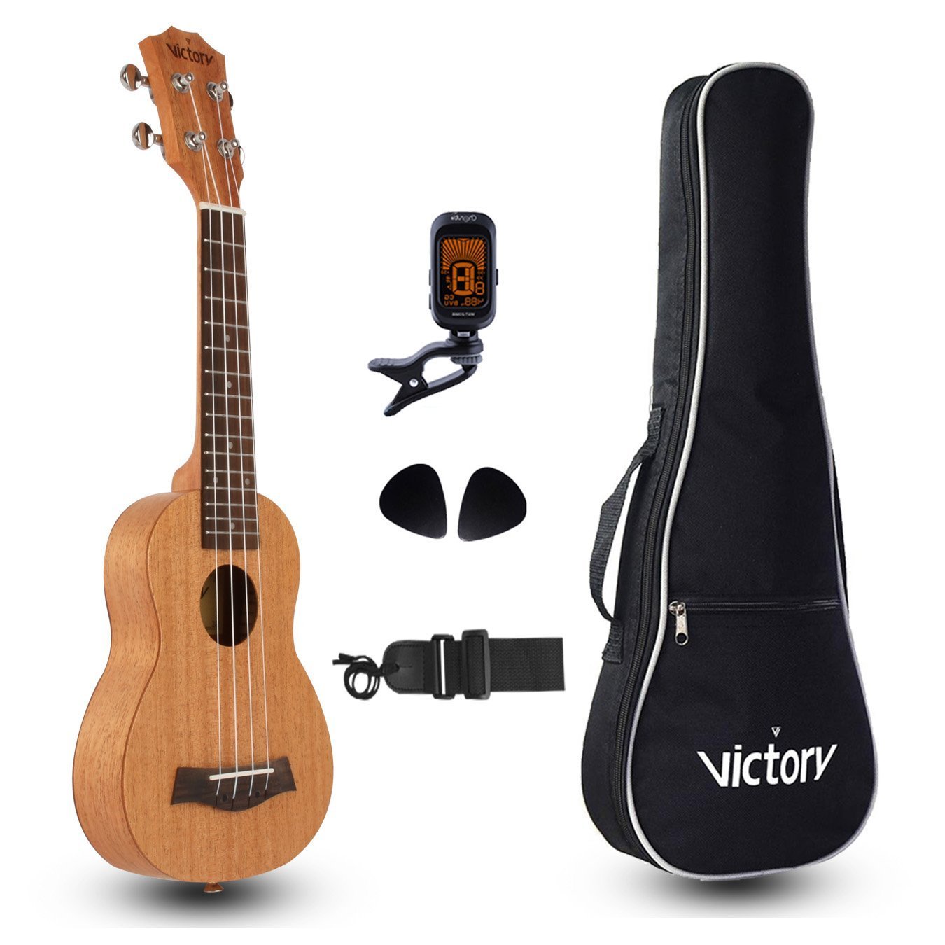 VIVICTORY Soprano Ukulele 21in Mahogany Aquila String Beginner Kit