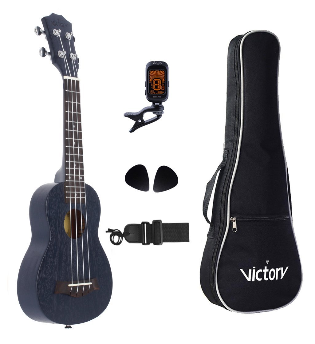VIVICTORY Soprano Ukulele 21 black Mahogany Aquila String Beginner Kit