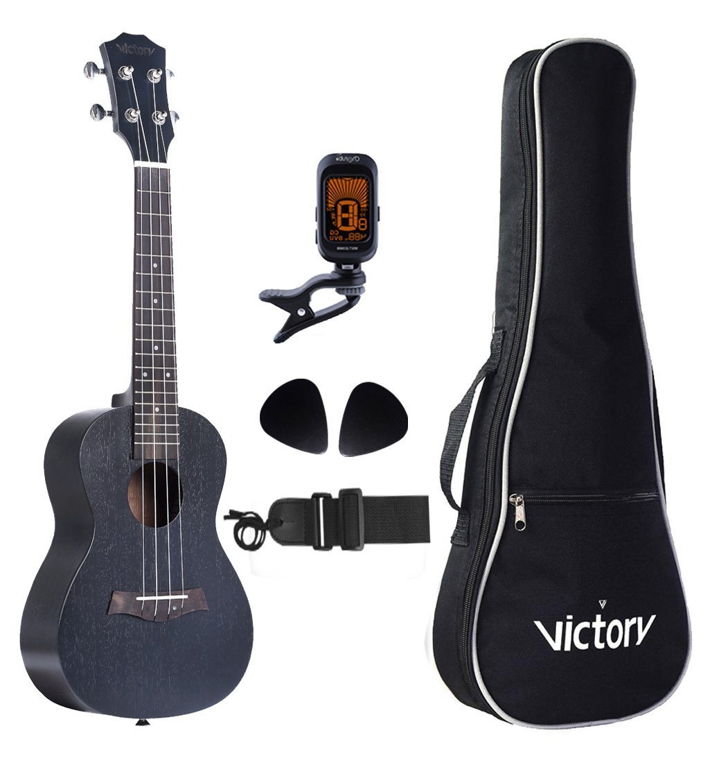 VIVICTORY Concert Ukulele 23 black Mahogany Aquila String Beginner Kit