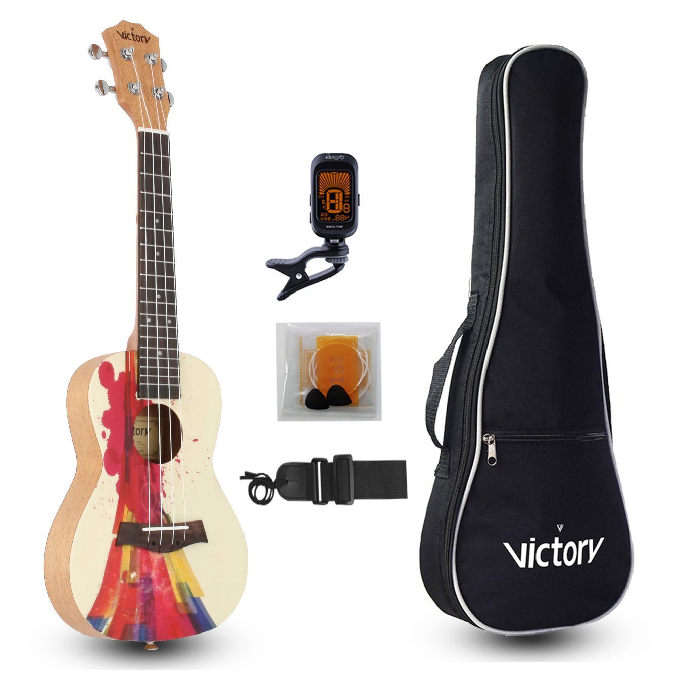 Oil painting style2 concert Ukulele 23 Mahogany Aquila String Beginner Kit
