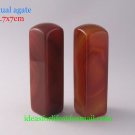 2 Pieces Chinese Seal Nature Agate Stamper Chop Signet Carve Name