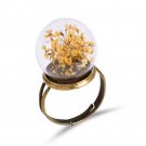 Yellow Flower Glass Ball Retro Ring