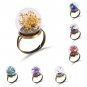Yellow Flower Glass Ball Retro Ring