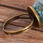 Turquoise Flower Glass Ball Retro Ring