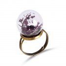 Purple Flower Glass Ball Retro Ring