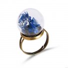 Blue Flower Glass Ball Retro Ring