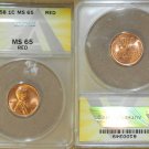 1958 P MS65 RD ANACS Lincoln Cent BU Unc Wheat Penny. 20230018 1958 P MS65 RD ANACS Lincoln Cent BU Unc Wheat Penny. 20230018