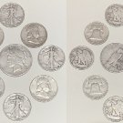 Lot of 9 old U.S.Coins, 90 % Silver, 1923-S Peaces dollar + 8 Half Dollars 2025lot3 Lot of 9 old U.S.Coins, 90 % Silver, 1923-S Peaces dollar + 8 Half Dollars 2025lot3