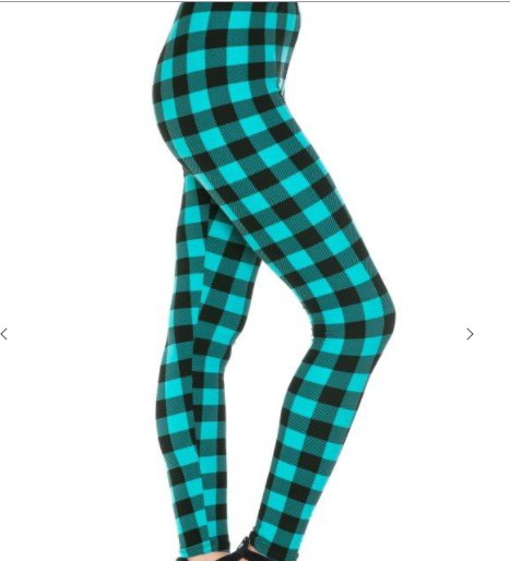 OS One Size Teal Lumberjack Plaid Leggings Fits Sizes 2-10 NWT