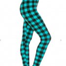 OS One Size Teal Lumberjack Plaid Leggings Fits Sizes 2-10 NWT
