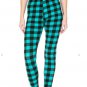 OS One Size Teal Lumberjack Plaid Leggings Fits Sizes 2-10 NWT